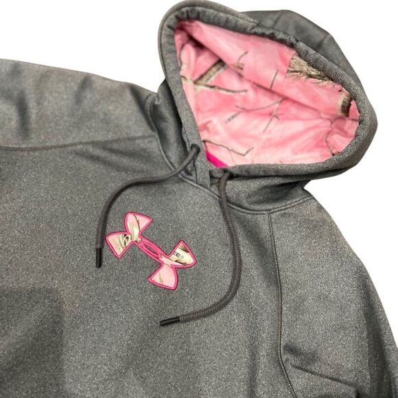 UNDER ARMOUR WOMEN'S CALIBER HOODIE Grey Pink camo size medium - Picture 5 of 14